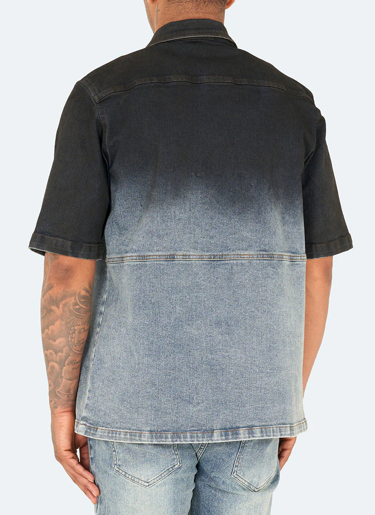 Vintage Deep Fade Denim Shirt - Blue - Image 4
