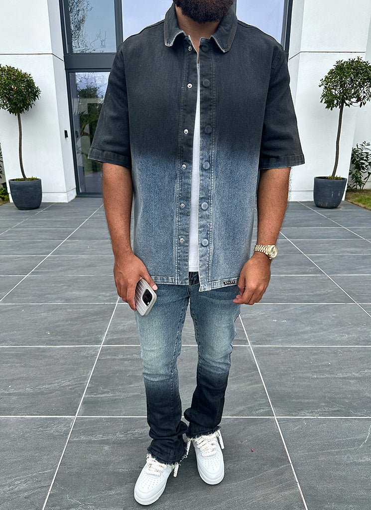 Vintage Deep Fade Denim Shirt - Blue - Image 6