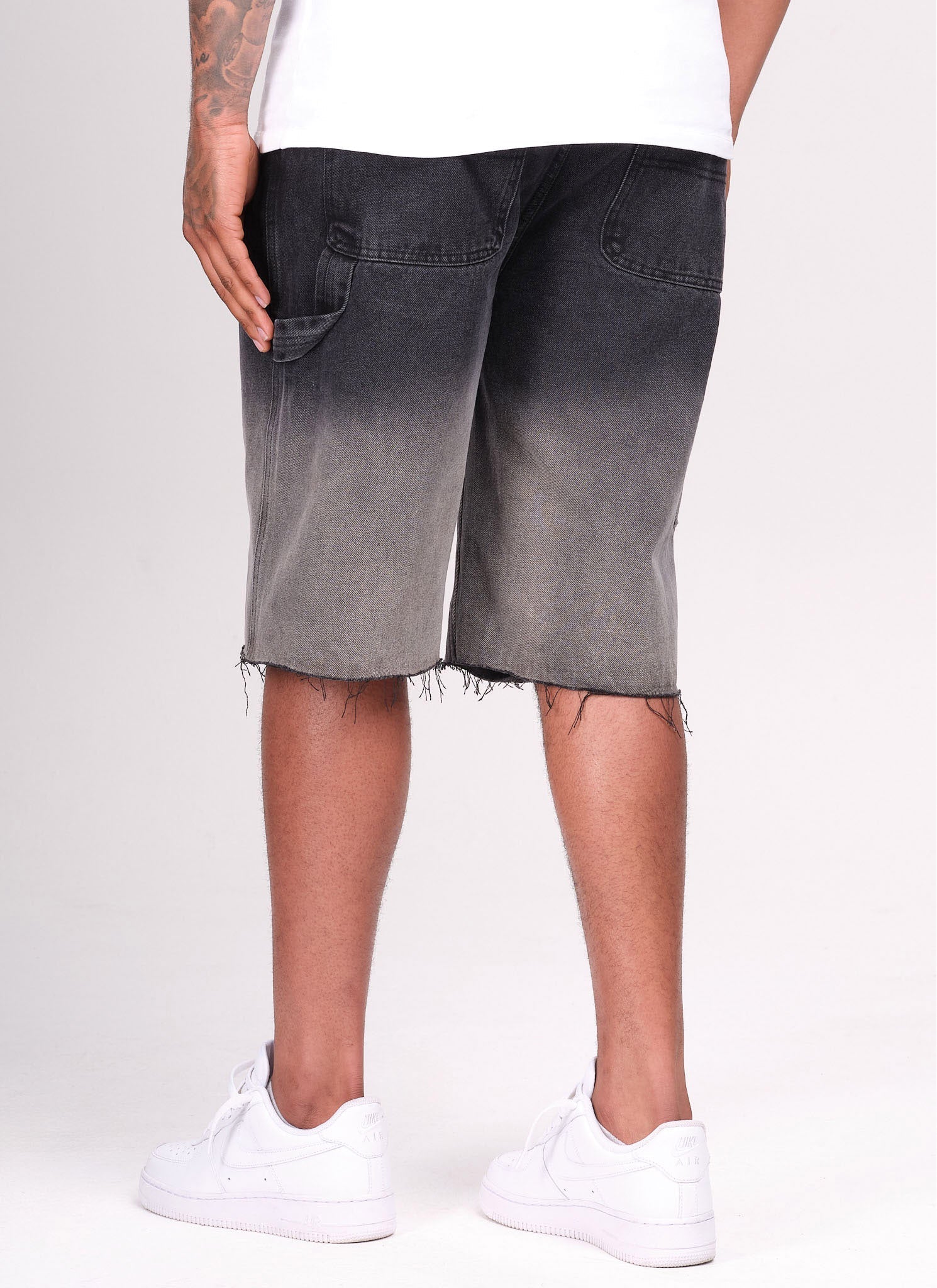 Vintage Deep Fade Denim Shorts - Black - Image 2