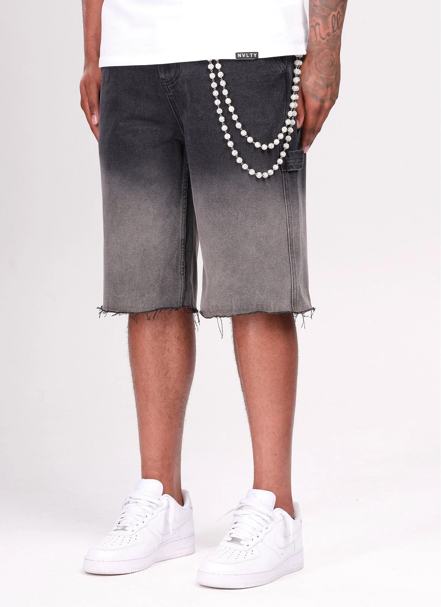 Vintage Deep Fade Denim Shorts - Black - Image 4