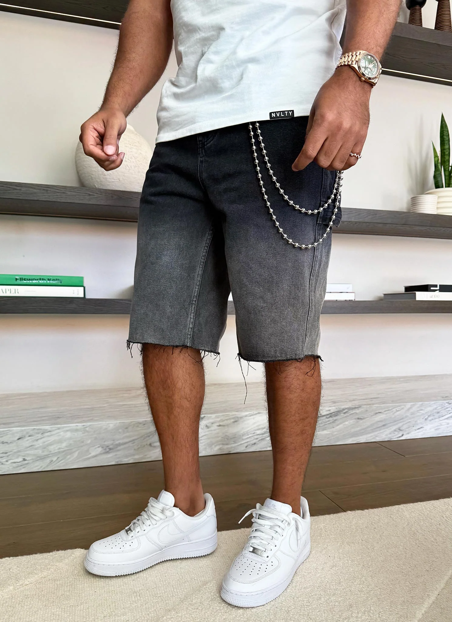Vintage Deep Fade Denim Shorts - Black - Image 7