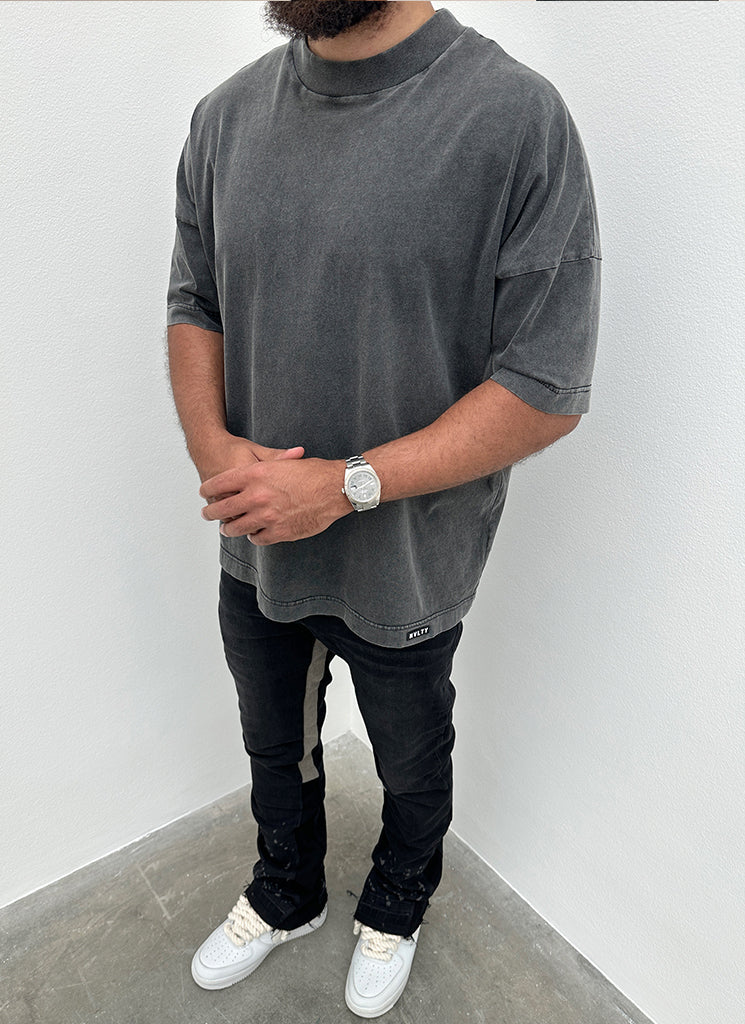 Vintage Drop Shoulder T-Shirt - Washed Black - Image 5