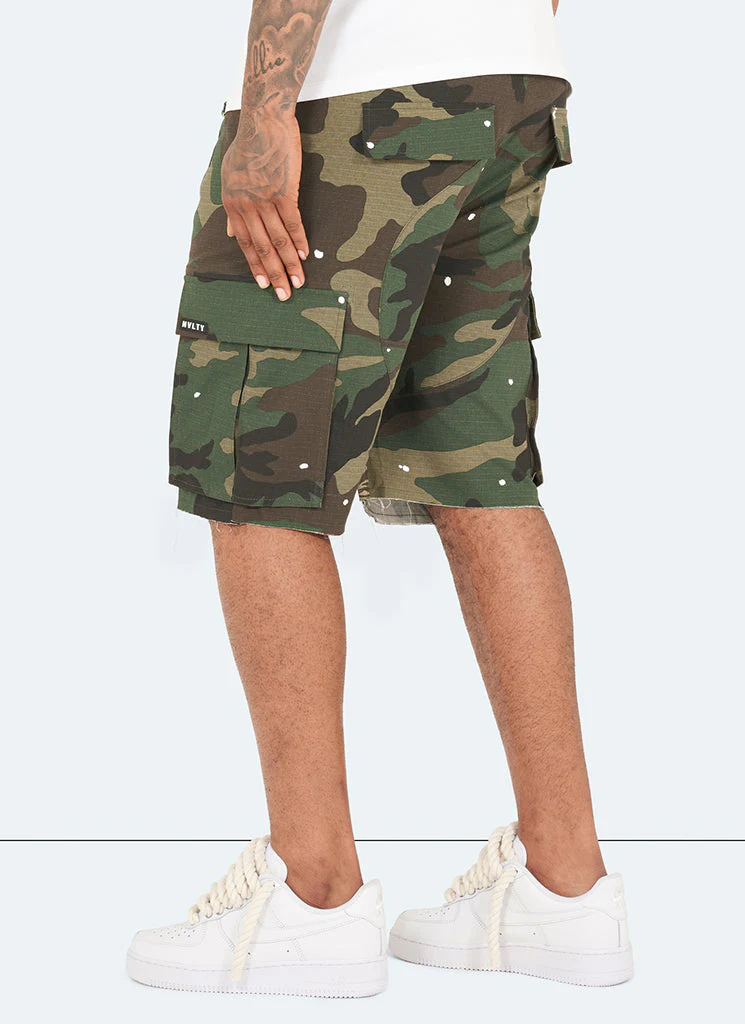 Vintage Flare Cargo Shorts - Camo Paint - Image 2