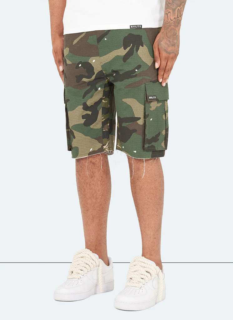 Vintage Flare Cargo Shorts - Camo Paint - Image 4
