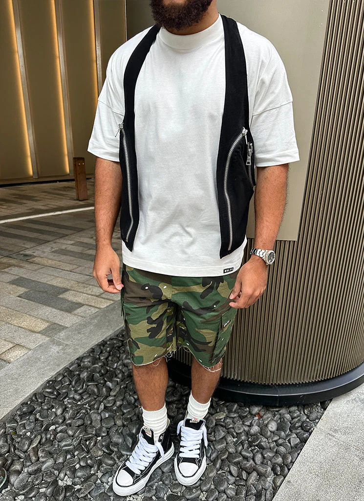 Vintage Flare Cargo Shorts - Camo Paint - Image 6