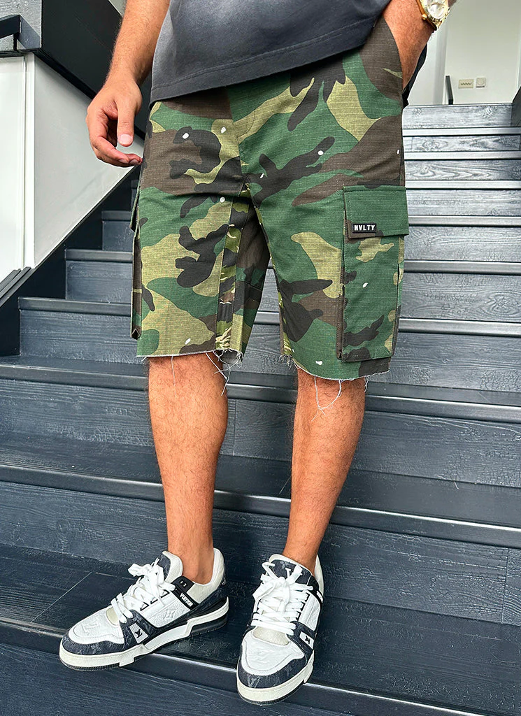 Vintage Flare Cargo Shorts - Camo Paint - Image 7