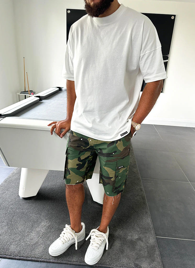 Vintage Flare Cargo Shorts - Camo Paint - Image 8