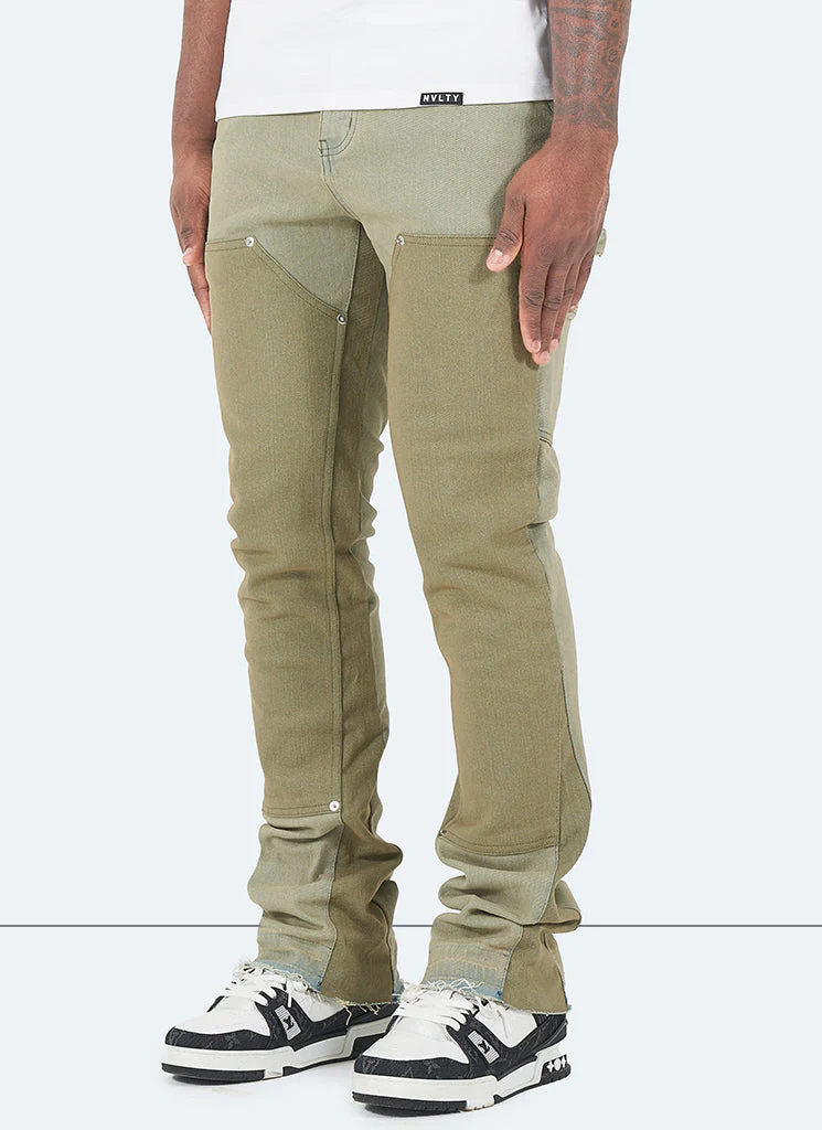 Vintage Flare Carpenter Jeans - Washed Green - Image 2