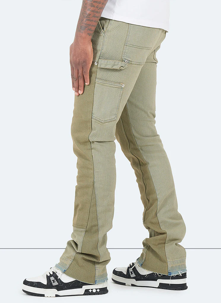 Vintage Flare Carpenter Jeans - Washed Green - Image 5
