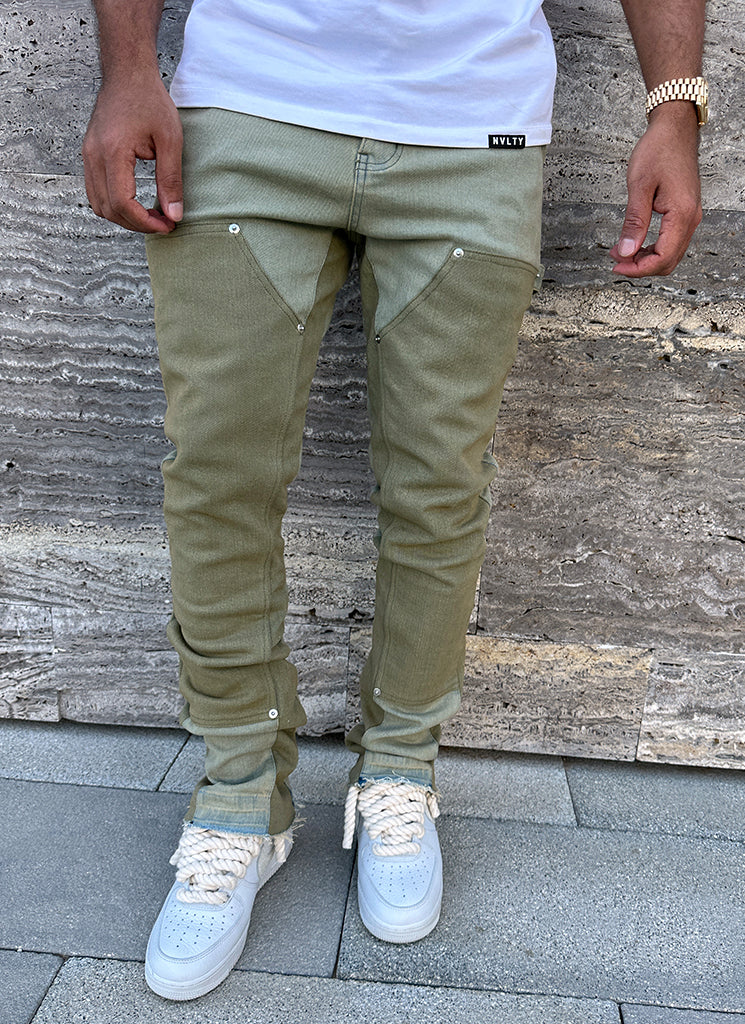 Vintage Flare Carpenter Jeans - Washed Green - Image 6