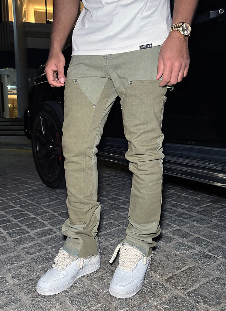 Vintage Flare Carpenter Jeans - Washed Green - Image 7
