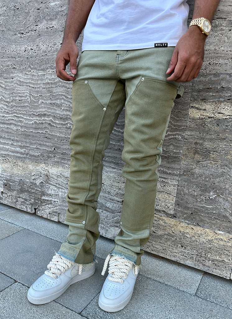 Vintage Flare Carpenter Jeans - Washed Green - Image 8