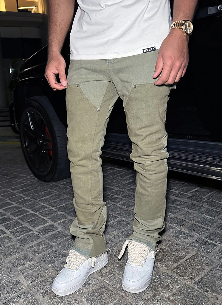 Vintage Flare Carpenter Jeans - Washed Green - Image 9