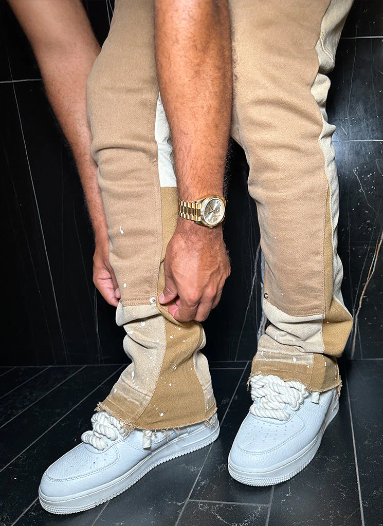 Vintage Flare Carpenter Paint Jeans - Washed Tan - Image 5