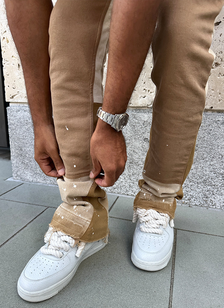 Vintage Flare Carpenter Paint Jeans - Washed Tan - Image 8