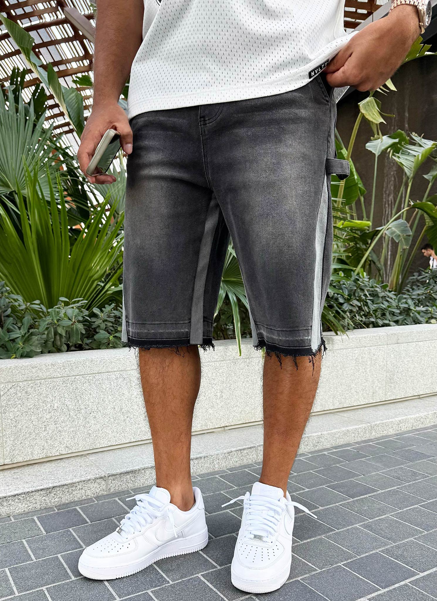 Vintage Flare Denim Shorts - Black - Image 11