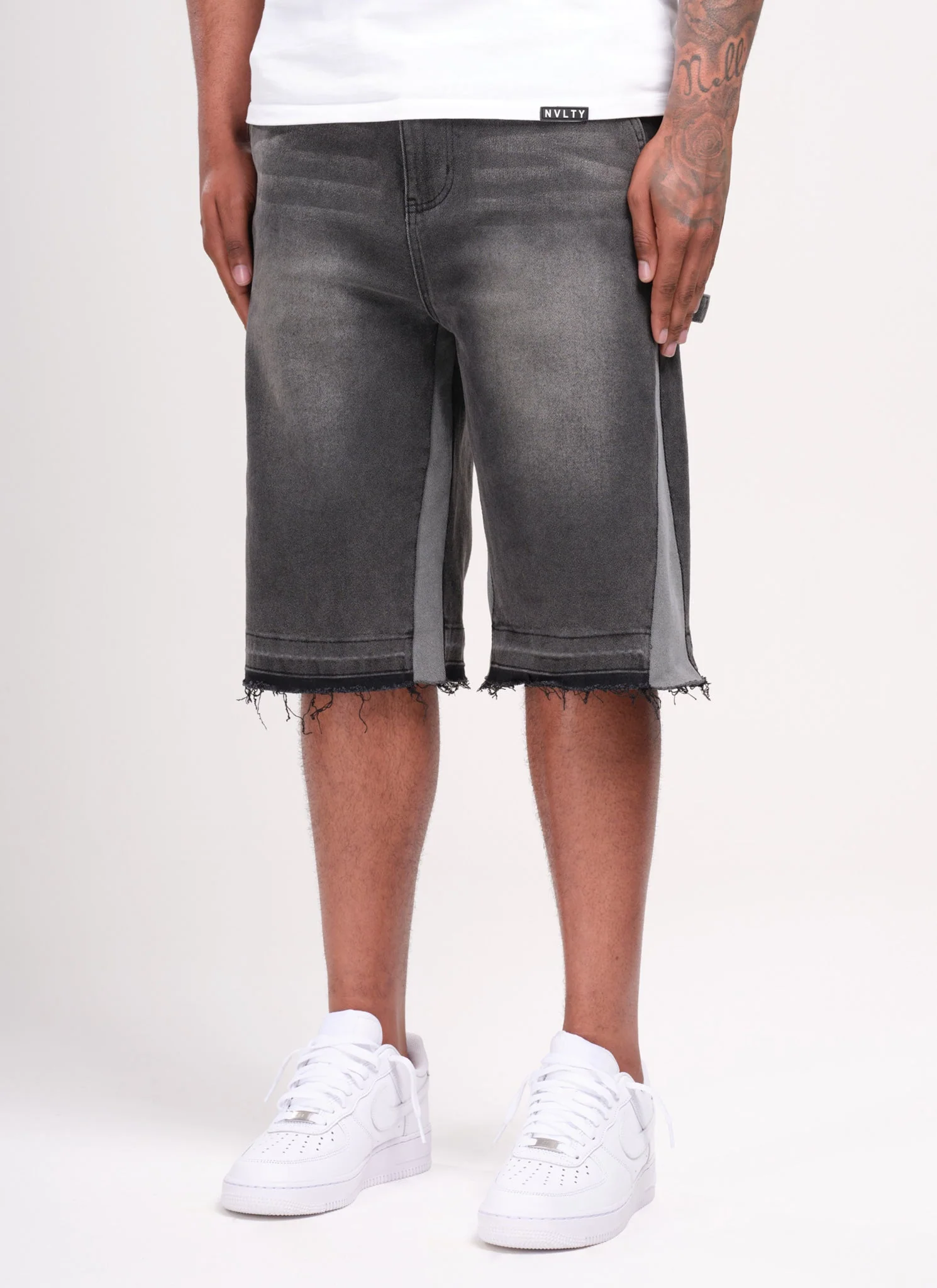 Vintage Flare Denim Shorts - Black - Image 2