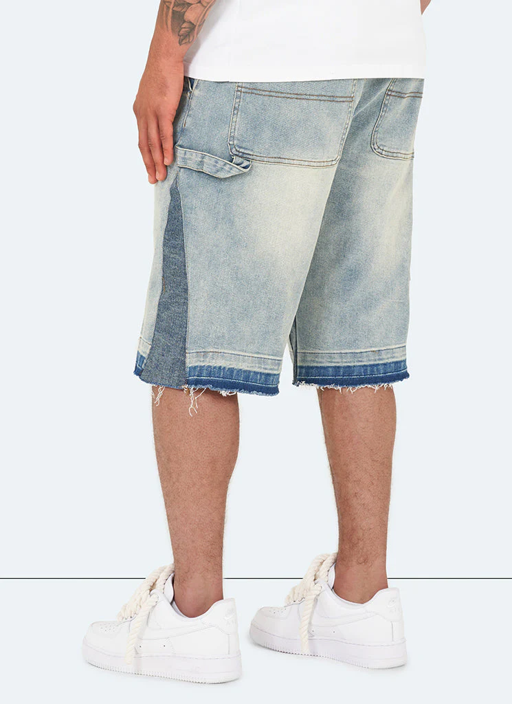 Vintage Flare Denim Shorts - Blue - Image 2