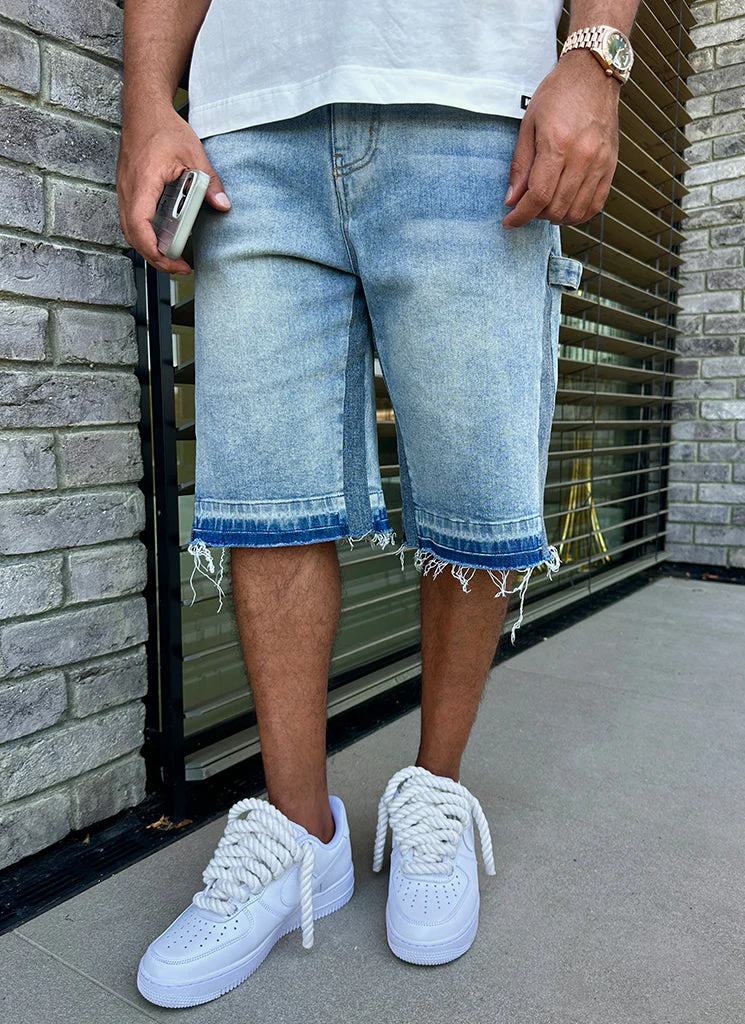 Vintage Flare Denim Shorts - Blue - Image 3