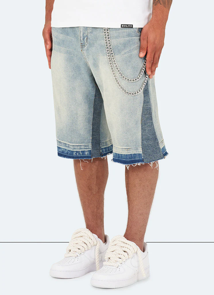 Vintage Flare Denim Shorts - Blue - Image 4
