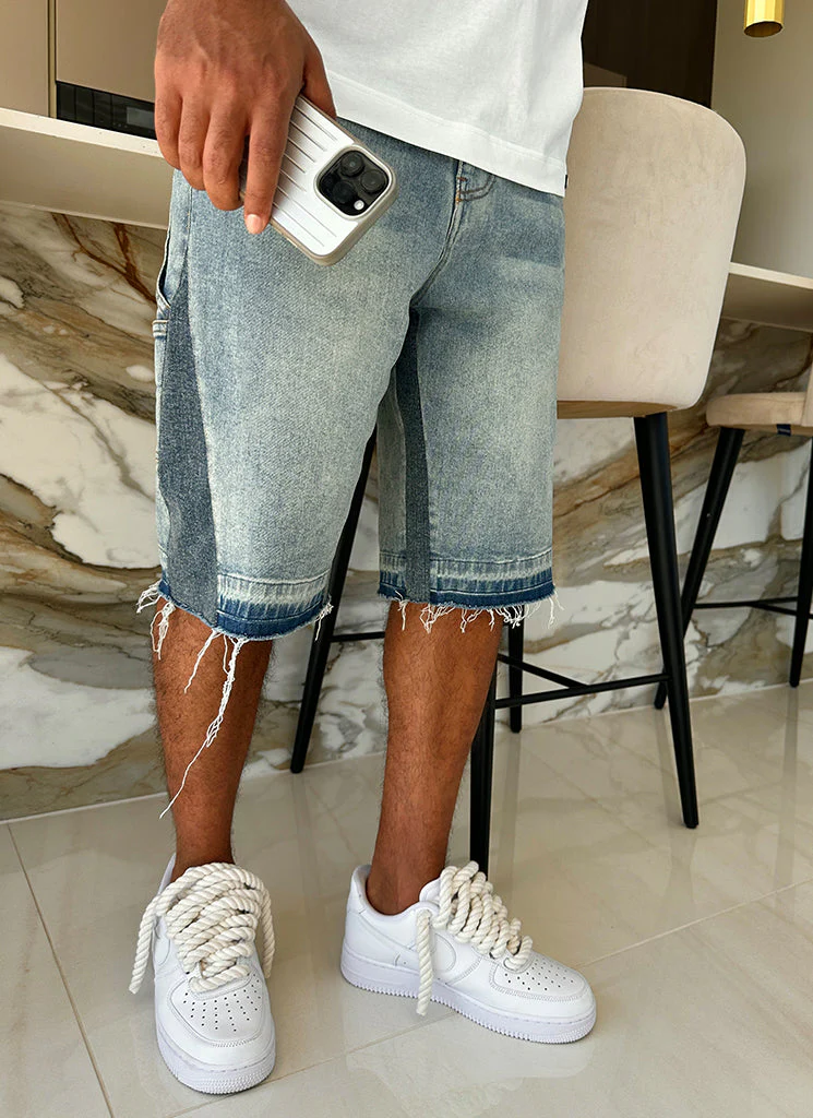 Vintage Flare Denim Shorts - Blue - Image 5