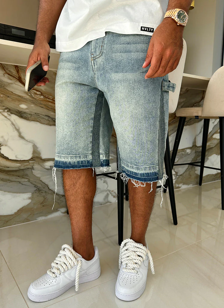Vintage Flare Denim Shorts - Blue - Image 6