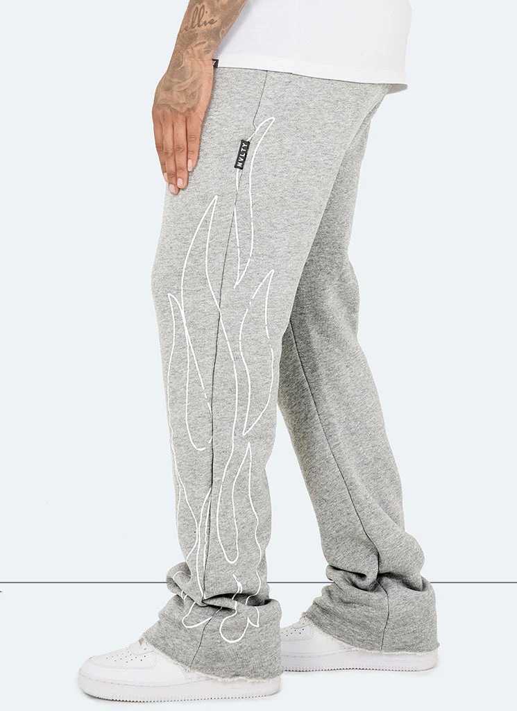 Vintage Flare Flame Joggers - Grey - Image 2