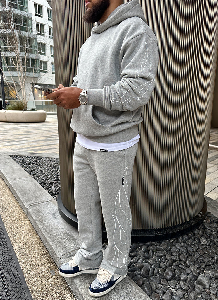 Vintage Flare Flame Joggers - Grey - Image 5