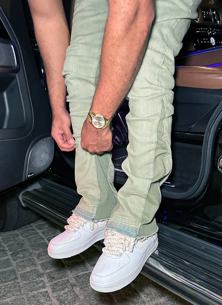 Vintage Flare Jeans - Washed Green - Image 7