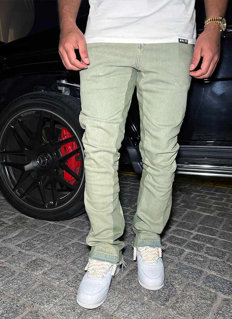 Vintage Flare Jeans - Washed Green - Image 9