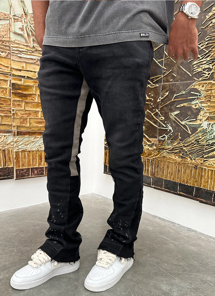 Vintage Flare Paint Jeans - Black - Image 11