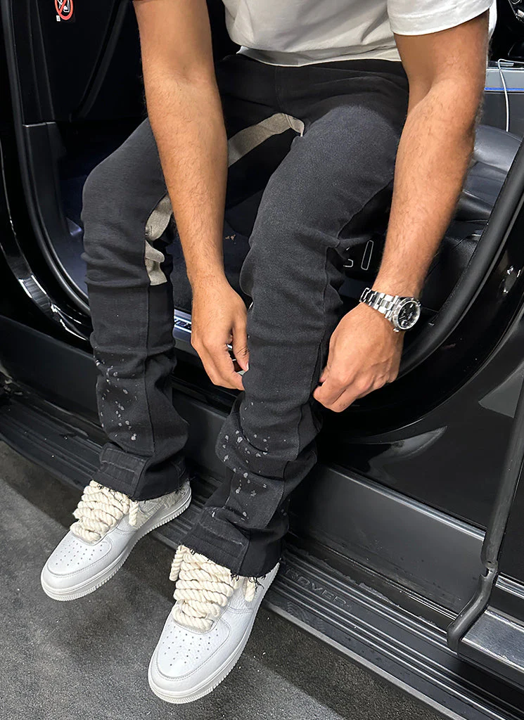Vintage Flare Paint Jeans - Black - Image 13
