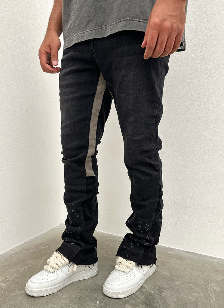 Vintage Flare Paint Jeans - Black - Image 17