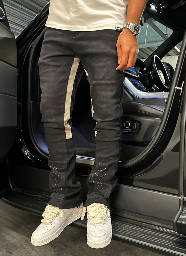 Vintage Flare Paint Jeans - Black - Image 3