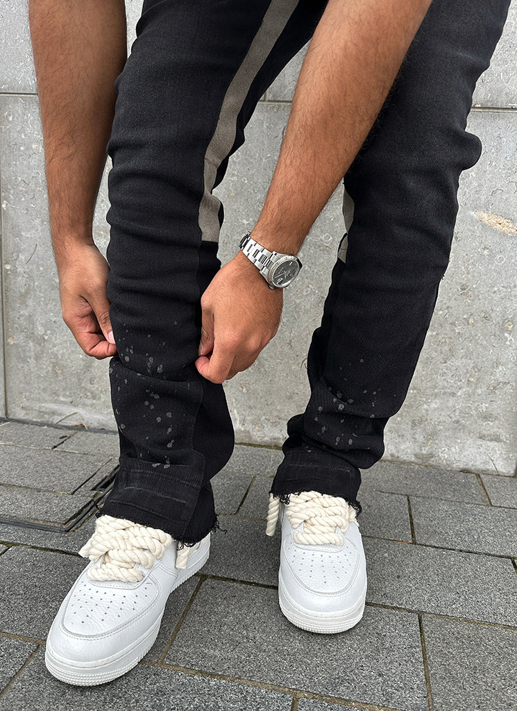Vintage Flare Paint Jeans - Black - Image 6