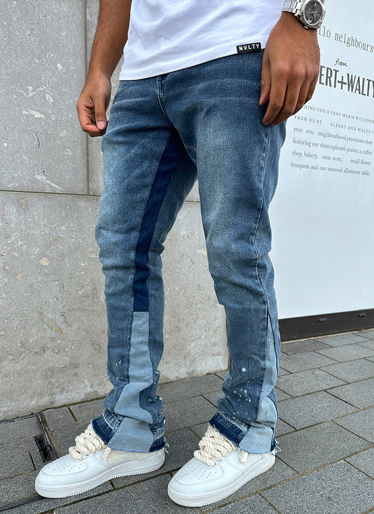 Vintage Flare Paint Jeans - Blue - Image 11