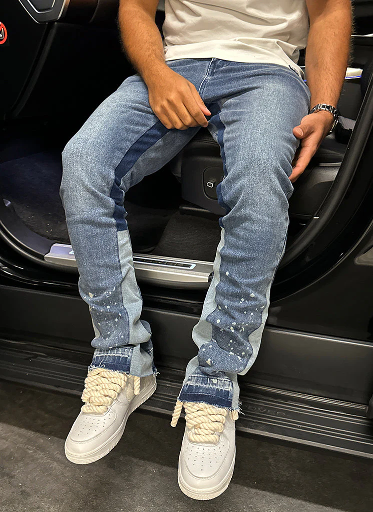 Vintage Flare Paint Jeans - Blue - Image 12