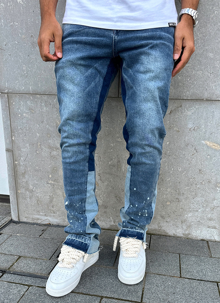 Vintage Flare Paint Jeans - Blue - Image 13