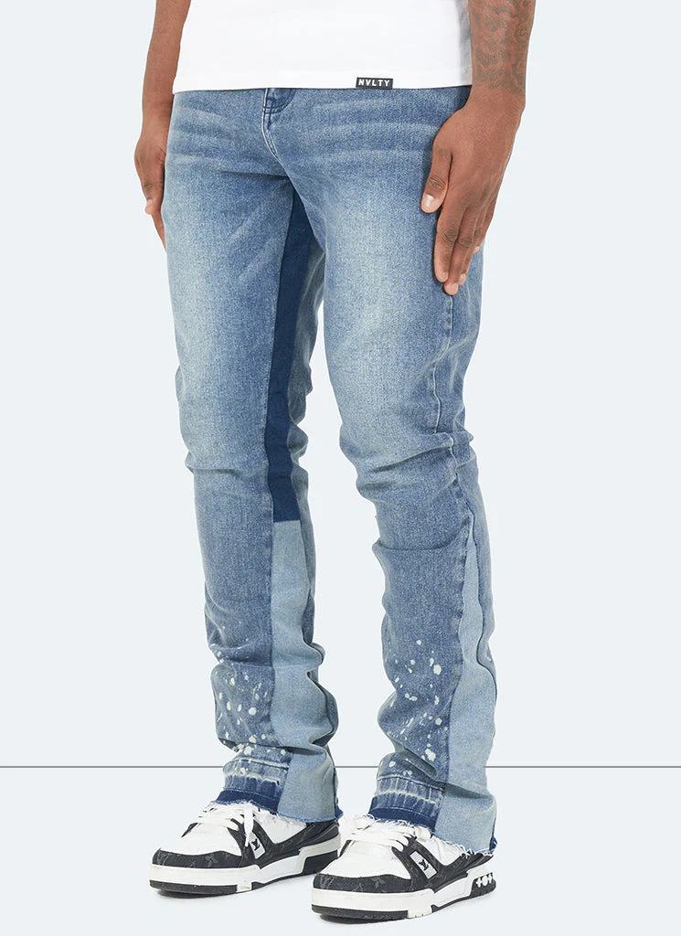Vintage Flare Paint Jeans - Blue - Image 2