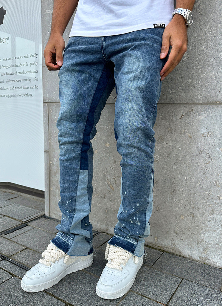 Vintage Flare Paint Jeans - Blue - Image 5