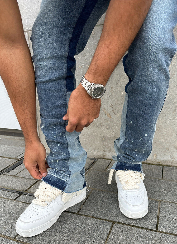 Vintage Flare Paint Jeans - Blue - Image 6