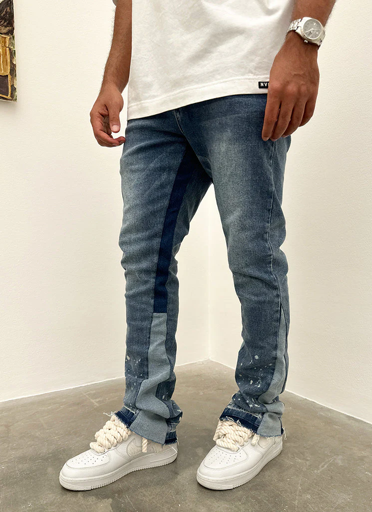 Vintage Flare Paint Jeans - Blue - Image 9