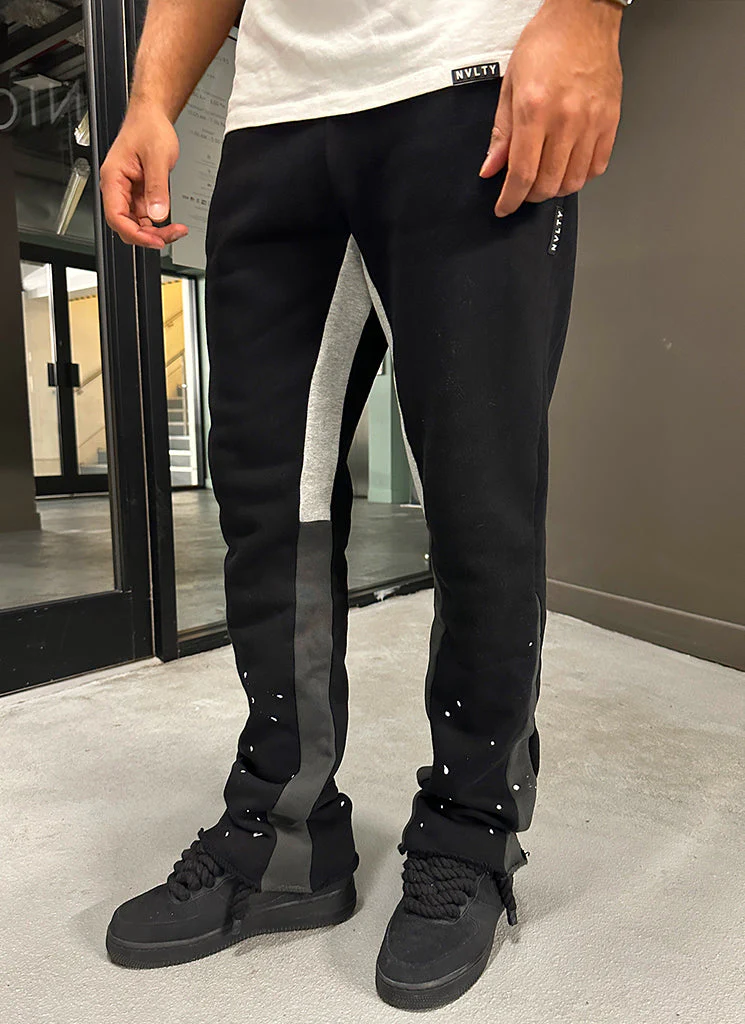 Vintage Flare Paint Joggers - Black - Image 3