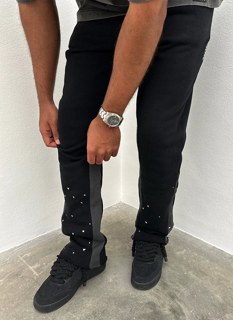Vintage Flare Paint Joggers - Black - Image 9