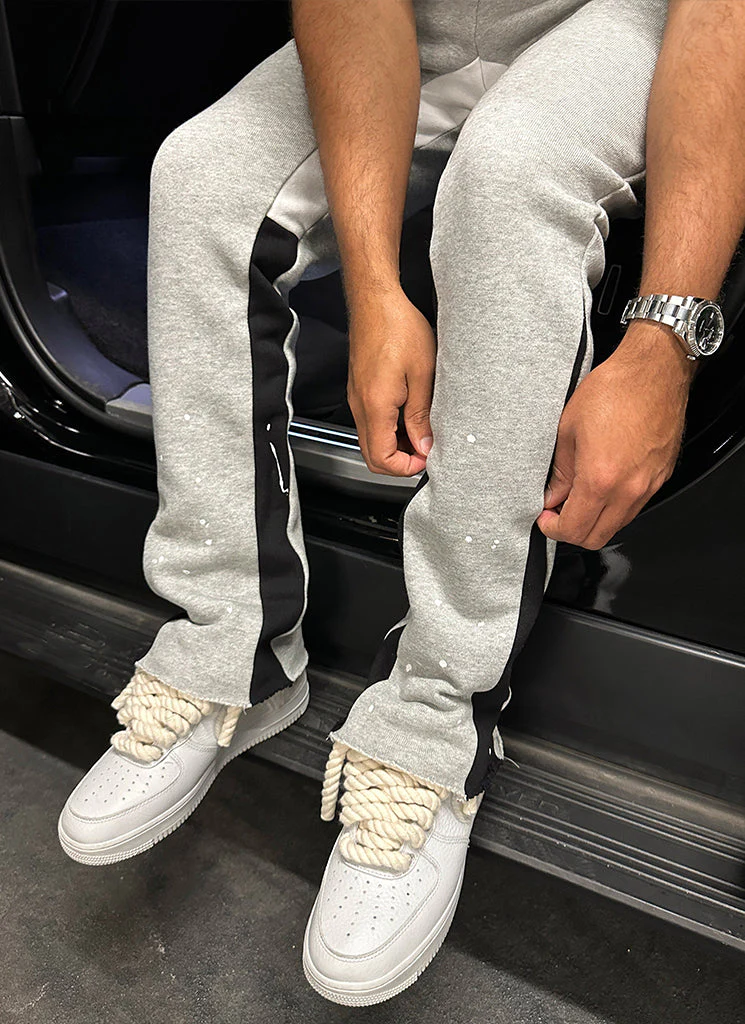 Vintage Flare Paint Joggers - Grey - Image 8