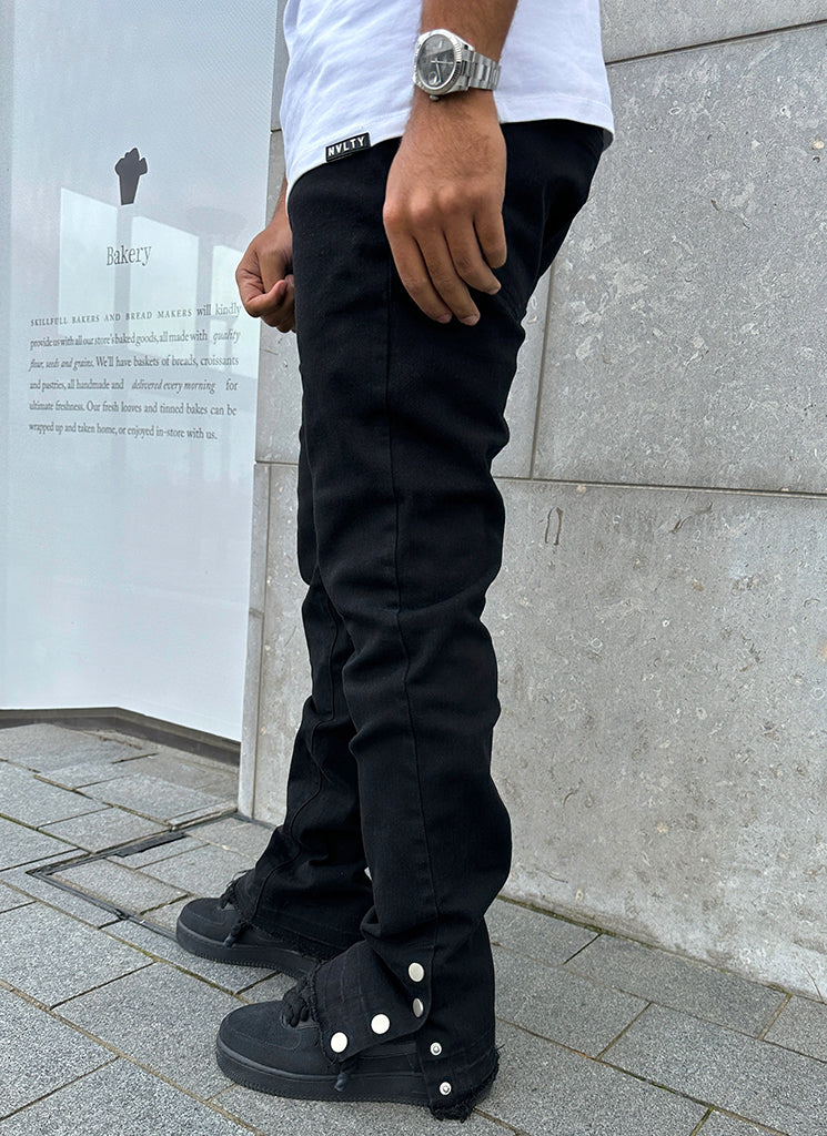 Vintage Flare Snapper Jeans - Black - Image 3