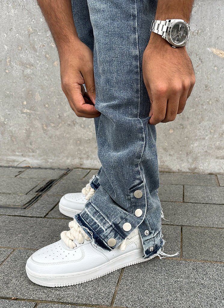 Vintage Flare Snapper Jeans - Blue - Image 10