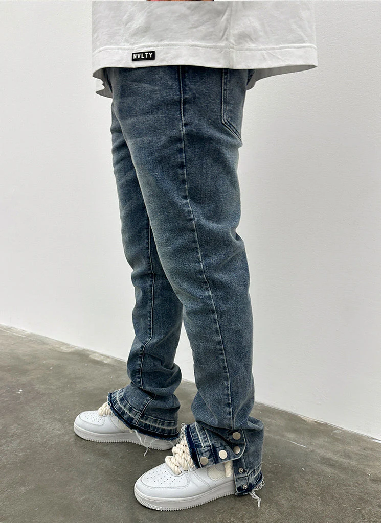 Vintage Flare Snapper Jeans - Blue - Image 14