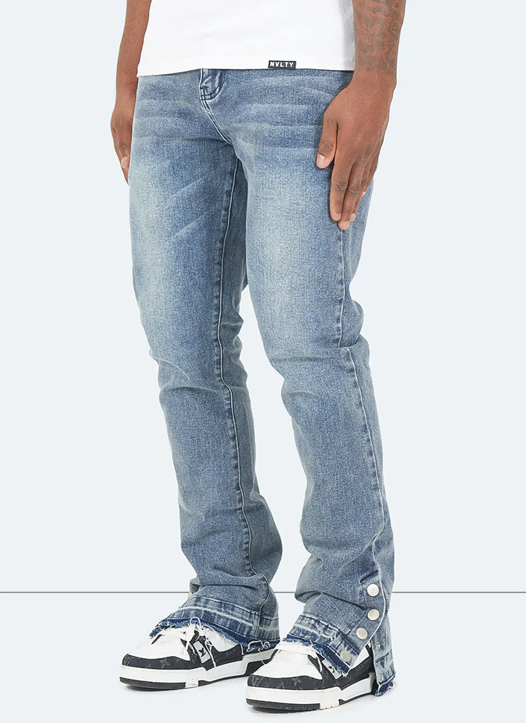 Vintage Flare Snapper Jeans - Blue - Image 2