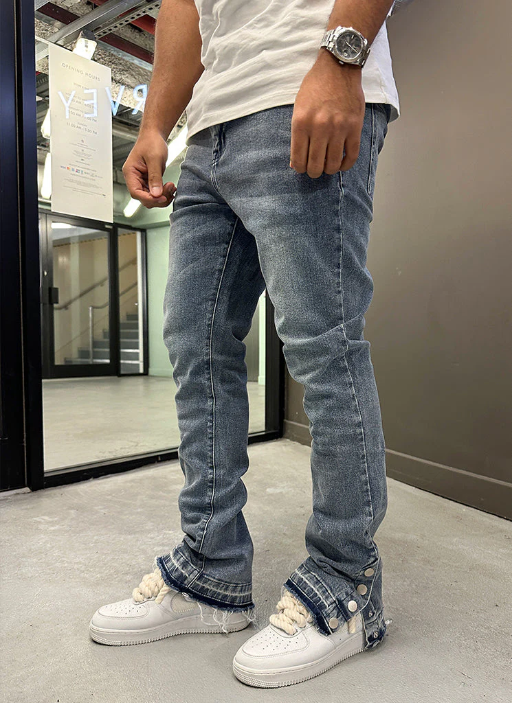Vintage Flare Snapper Jeans - Blue - Image 3
